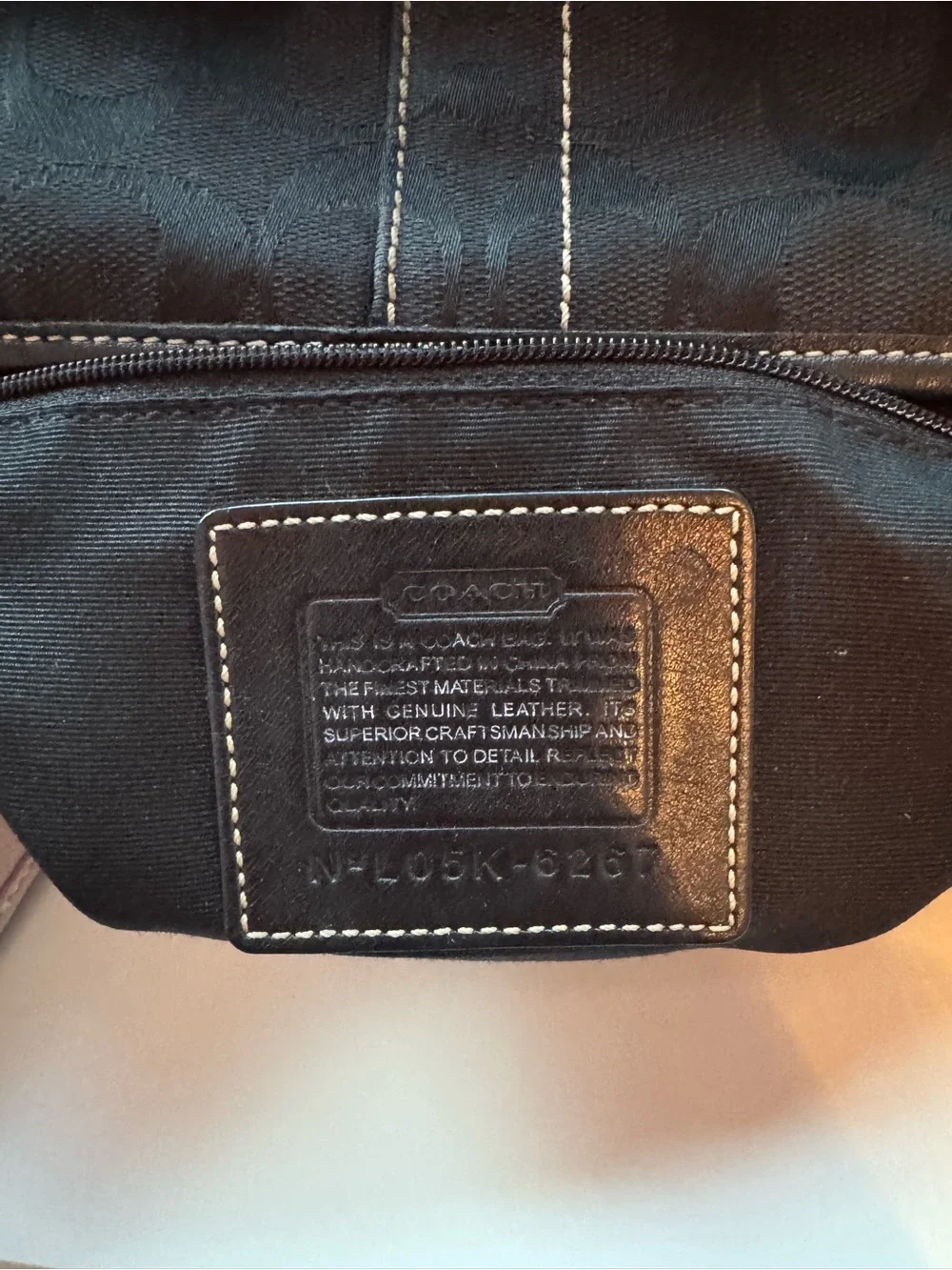 Coach Black Signature Jacquard Hobo with Beaded Charm